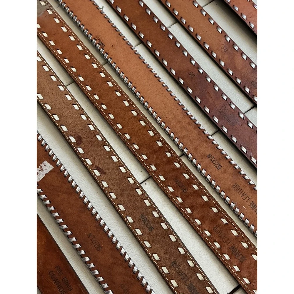 Lot of 8‎ Vintage Western Tooled Leather Belts Eagle Floral Laced Edge Brown Tan